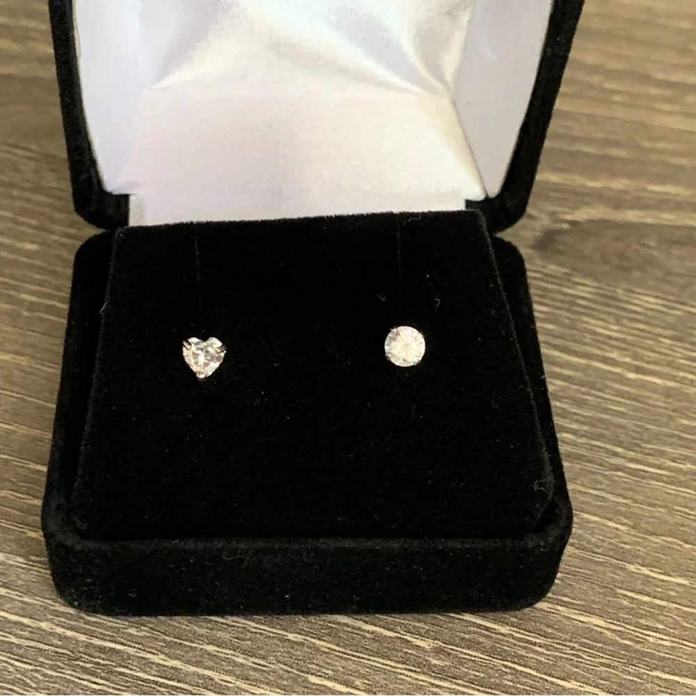 Sterling Silver 925 Stud Set Heart Round Mismatch